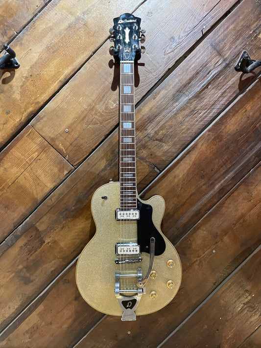 S/H 1990s DeArmond M75T Solid Body Electric Guitar, Champagne Sparkle
