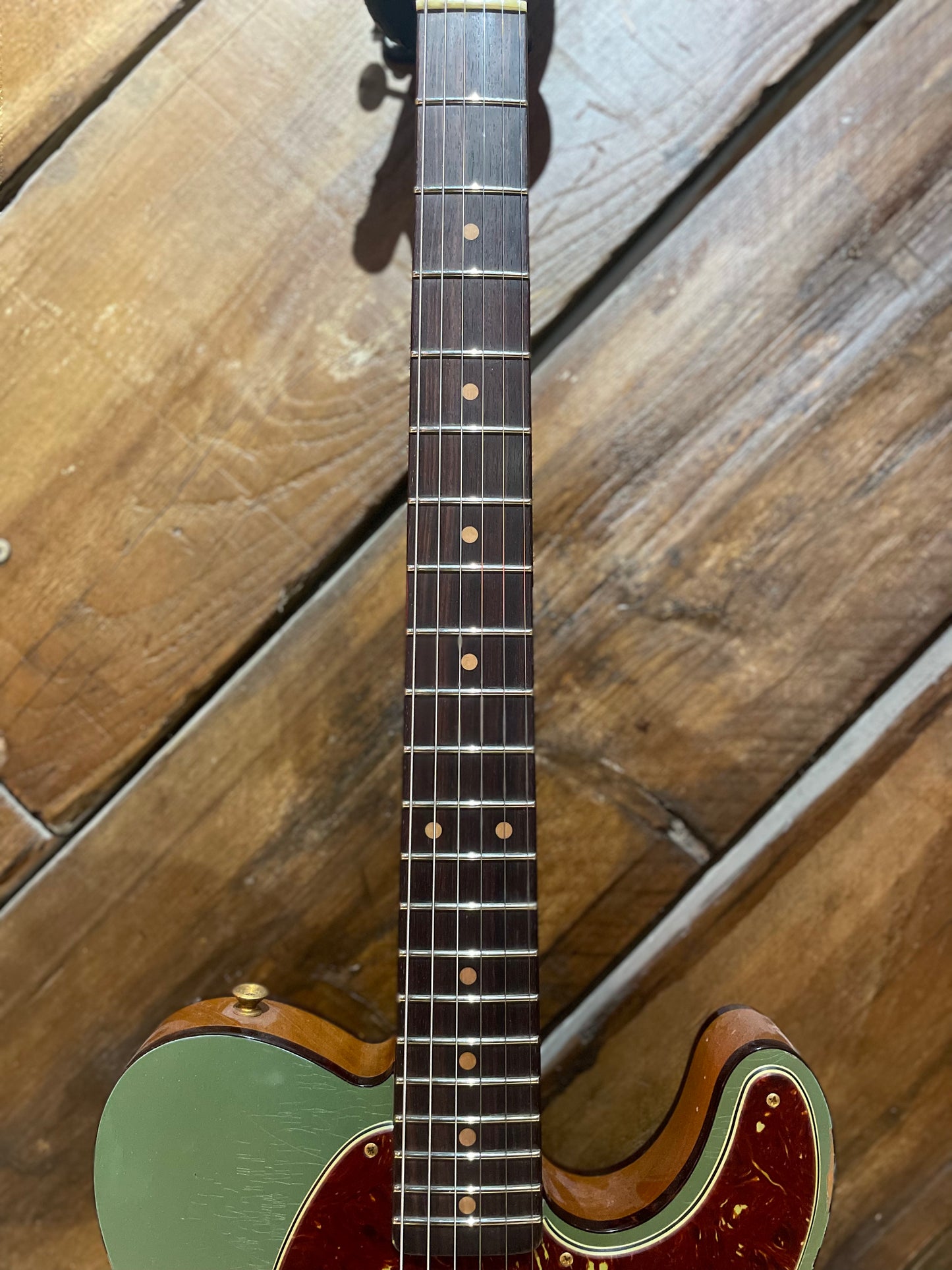 Fender Custom Shop Limited Edition Bow Tie Telecaster, Aged Sage Green Metallic with Aged Natural Back and Sides NEW