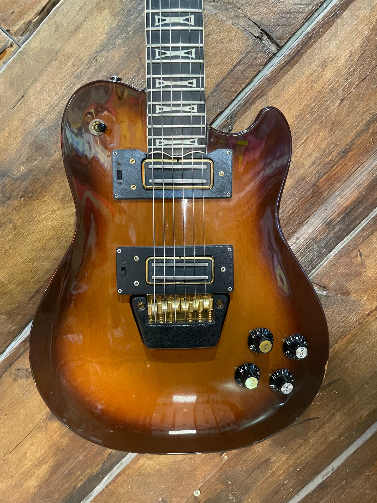 S/H 1980s Ovation UK II Solid Body Electric Guitar, Nutmeg