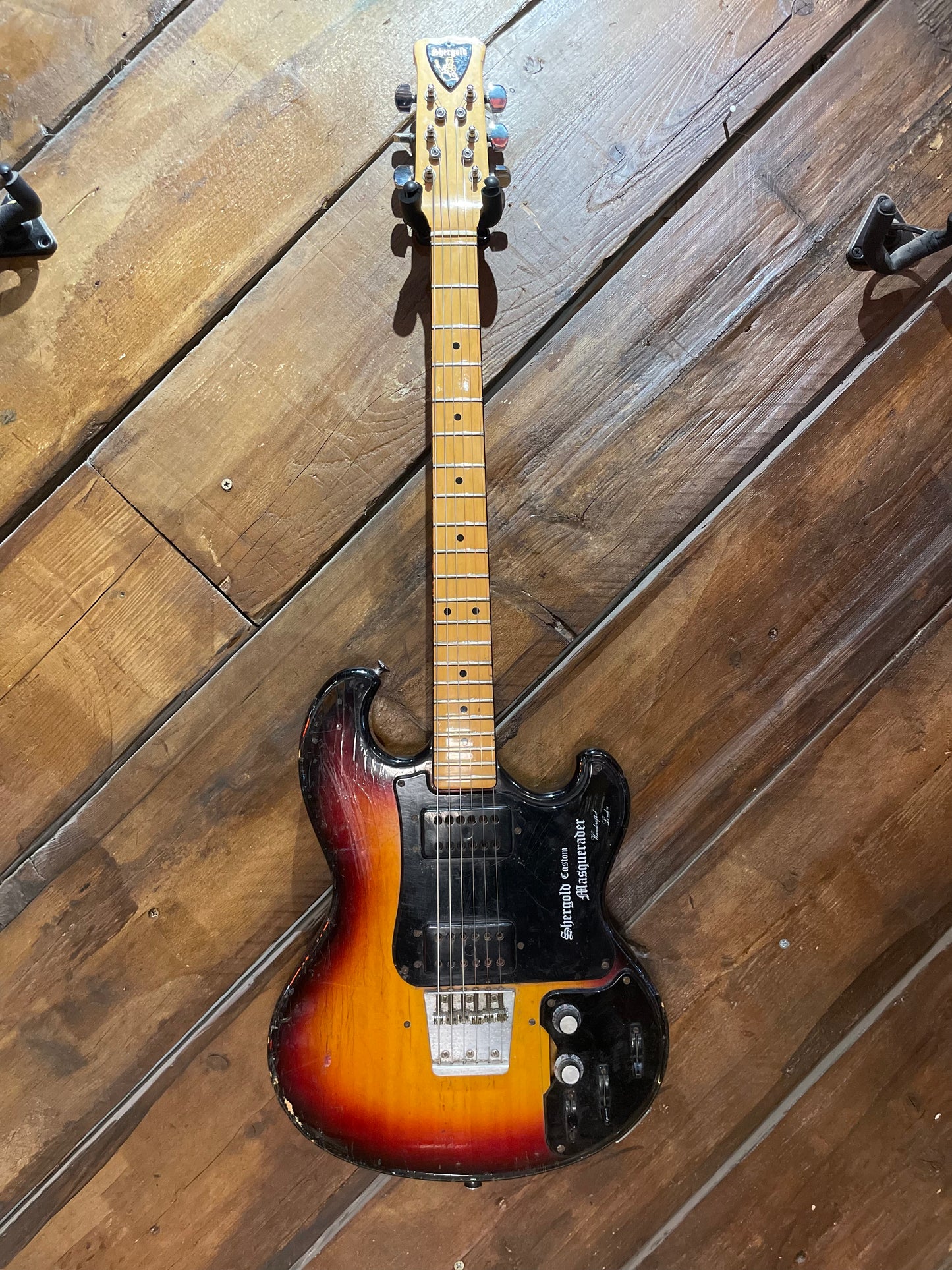 S/H 1970s Shergold Masquerader Solid Body Electric Guitar, Sunburst