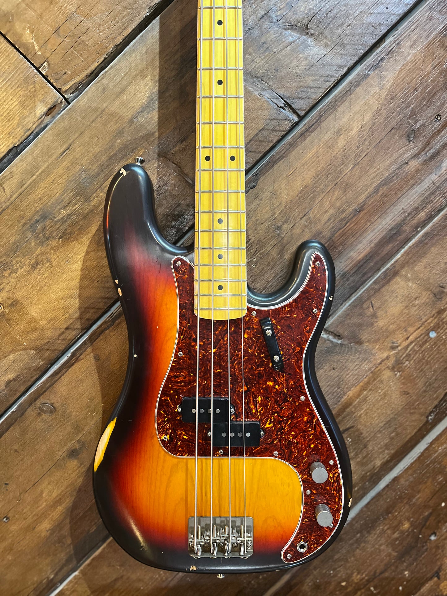 Nash Guitars PB57/63 Electric Bass, Aged Three Tone Sunburst
