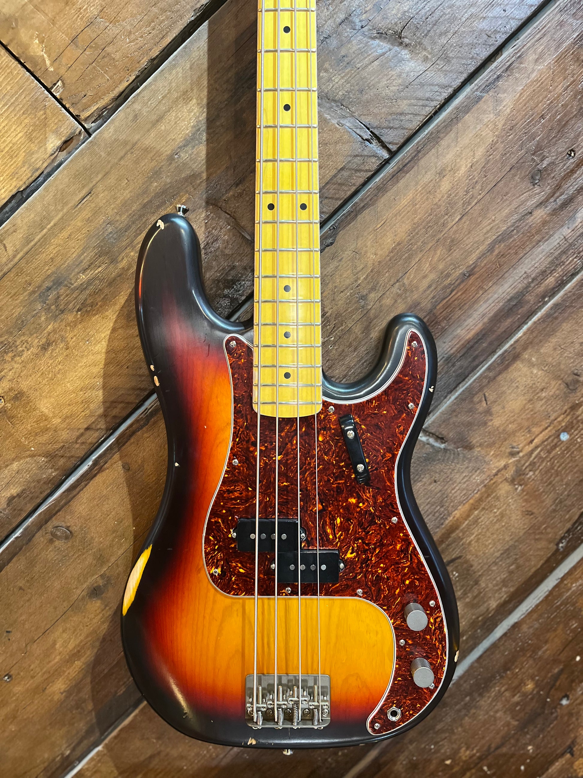 Nash Guitars PB57/63 Electric Bass, Aged Three Tone Sunburst