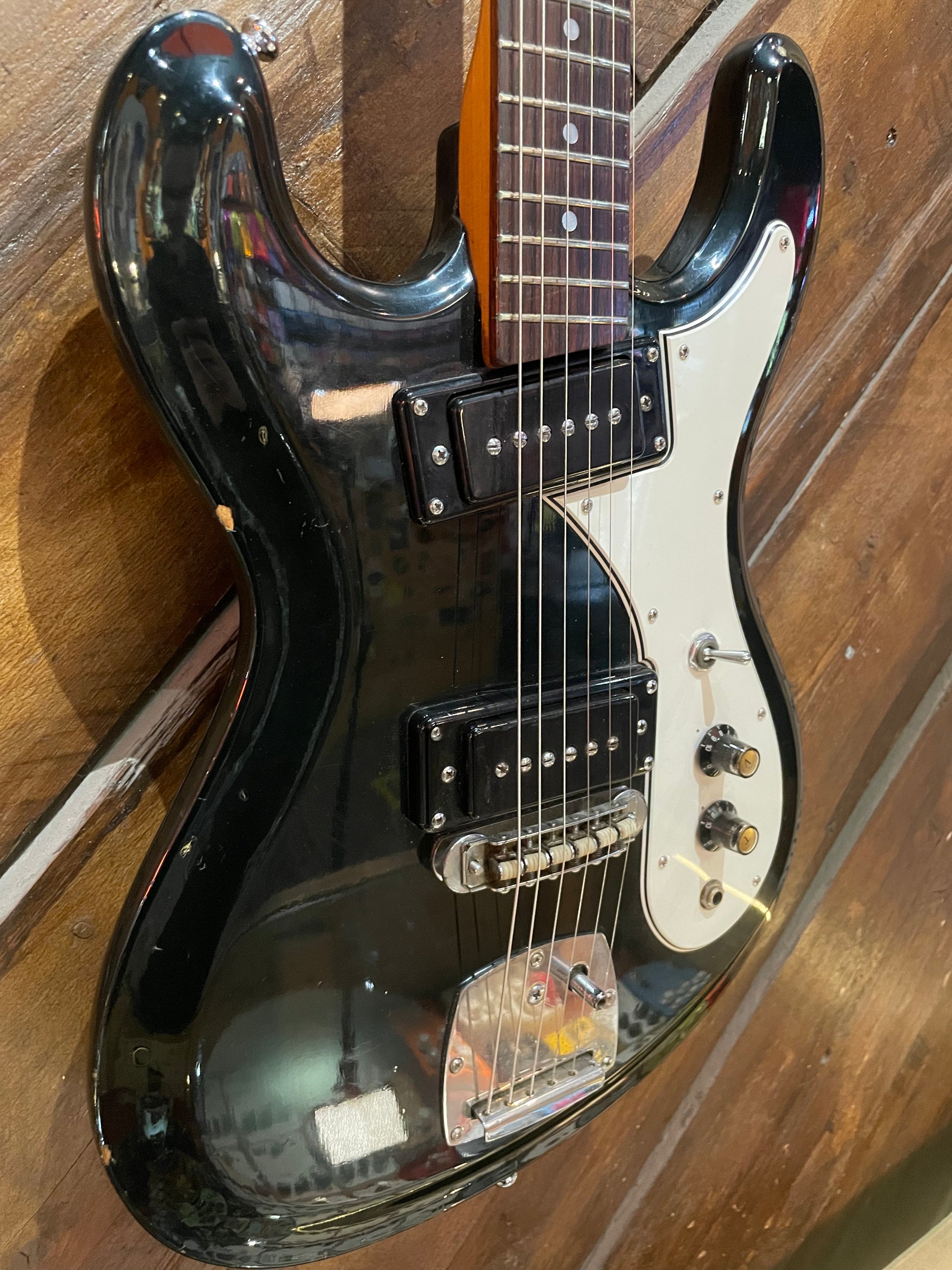 S/H 1970s Aria MIJ Model 1702T Solid Body Electric Guitar, Black