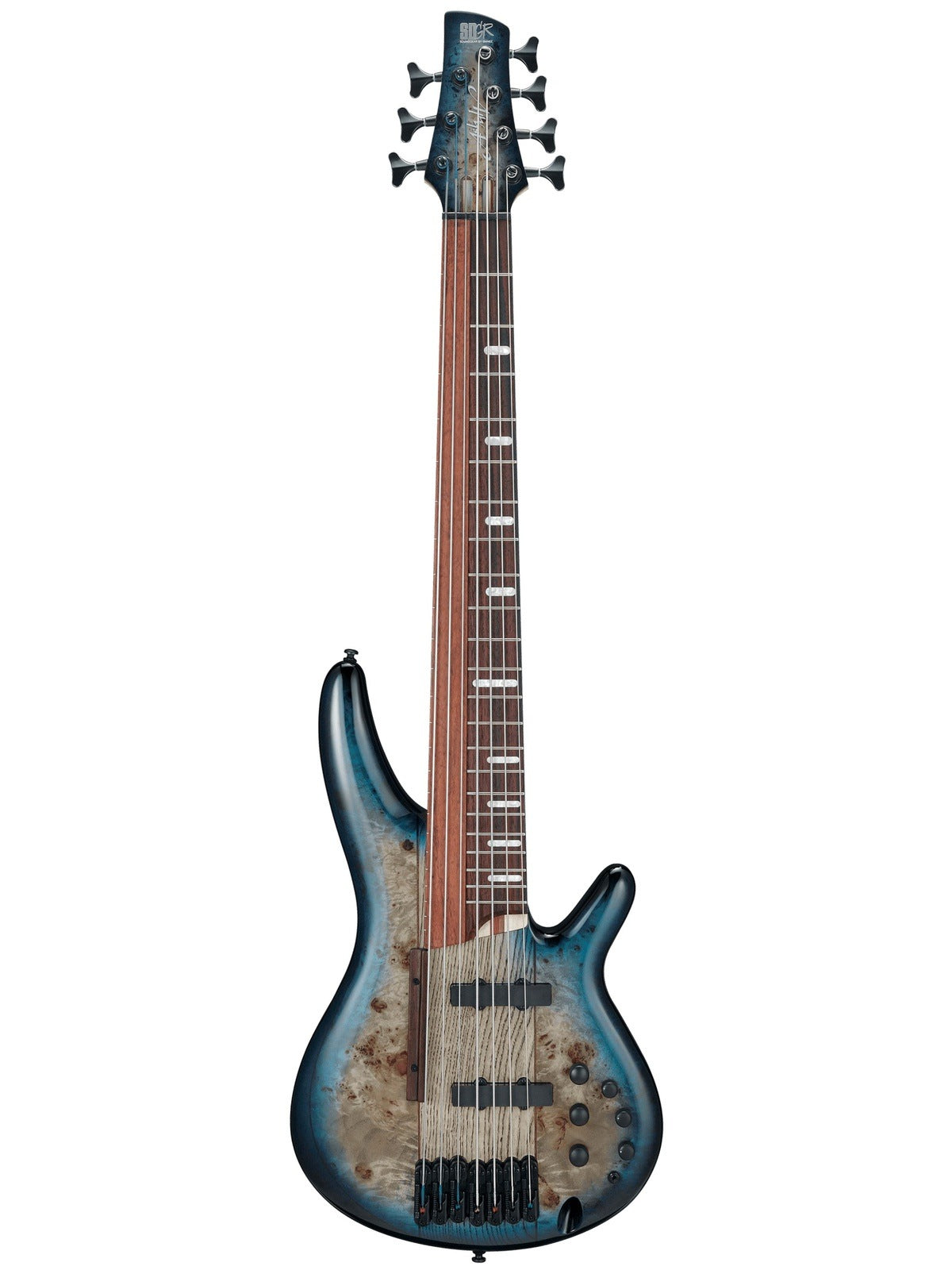 Ibanez SRAS7 7-String Semi-Fretless Electric Bass, Cosmic Blue Starburst