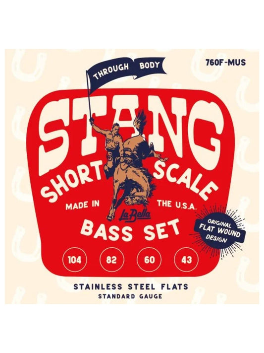 La Bella 'Stang, Short Scale Flatwound Through Body 4 String Bass Sets