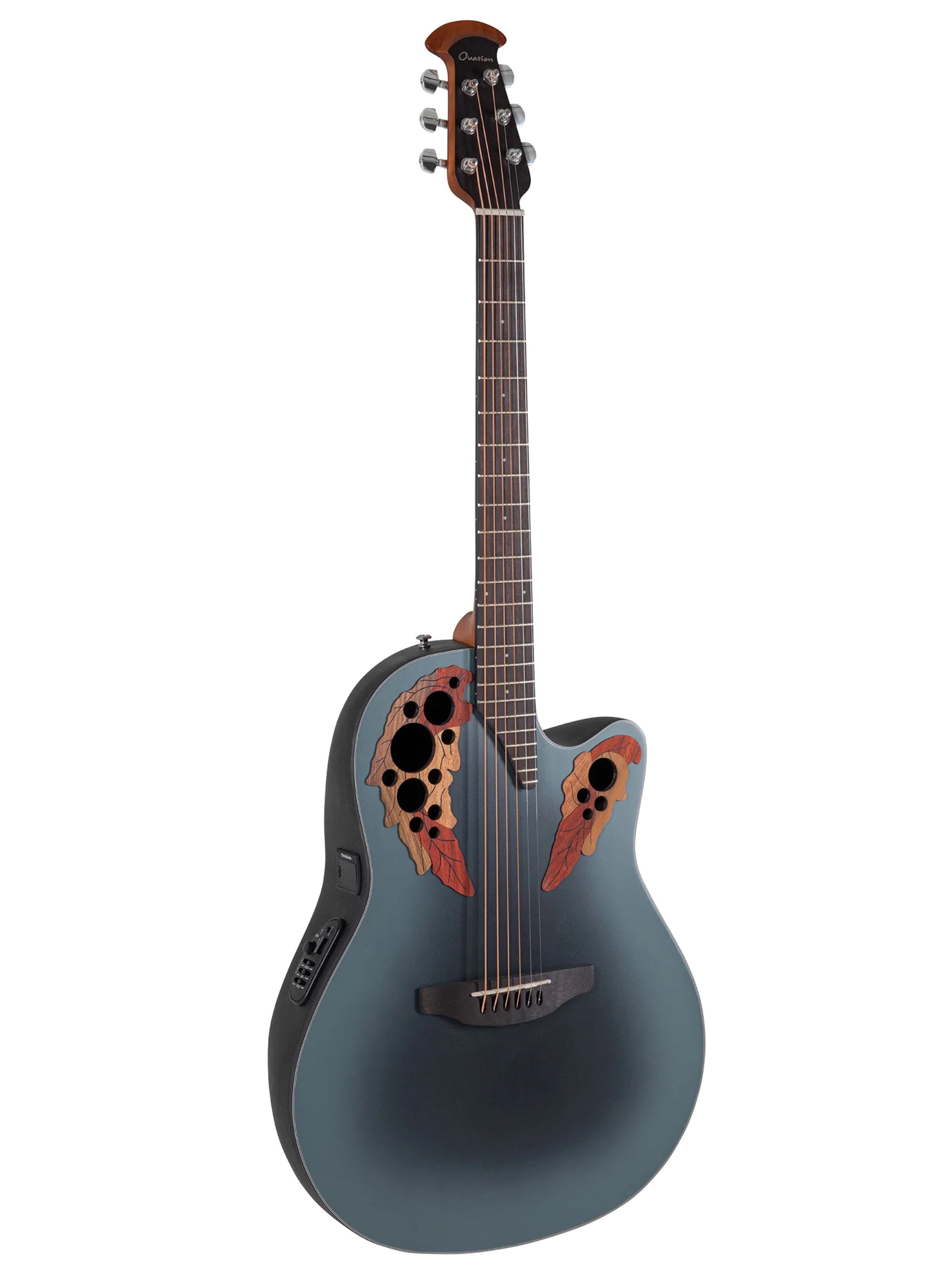 Ovation Celebrity Elite CE44-RBB Mid Cutaway Electro Acoustic Guitar, Reversed Blue Burst