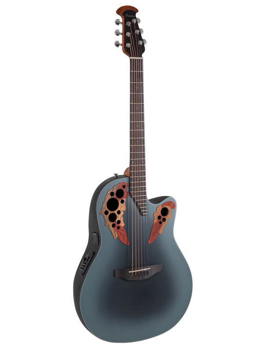 Ovation Celebrity Elite CE44-RBB Mid Cutaway Electro Acoustic Guitar, Reversed Blue Burst