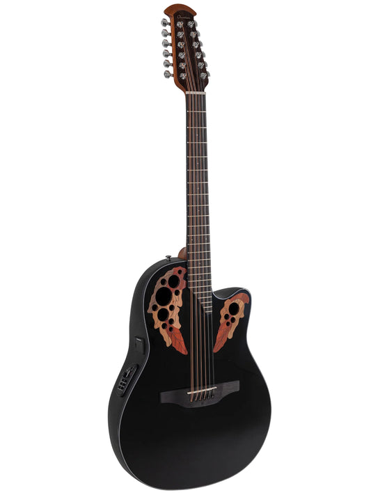 Ovation Celebrity Elite CE4412 Mid Cutaway 12 String Electro Acoustic Guitar, Black