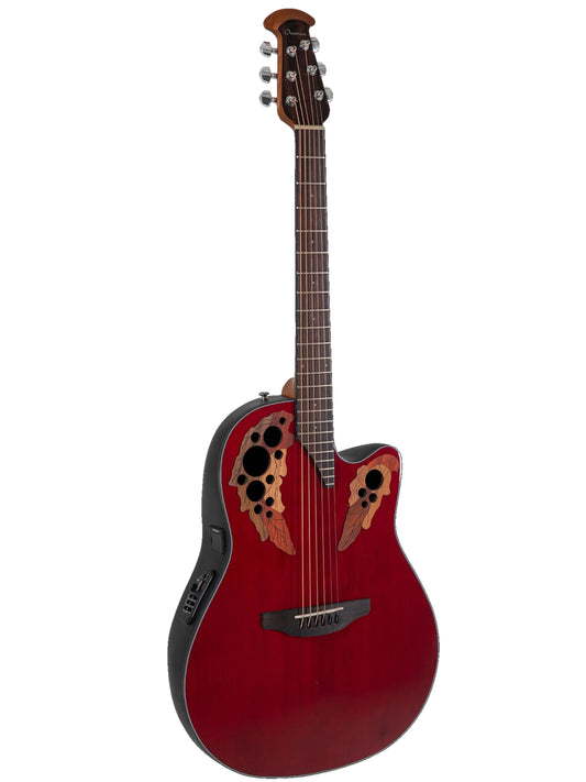 Ovation Celebrity Elite CE44-RR Mid Cutaway Electro Acoustic Guitar, Ruby Red