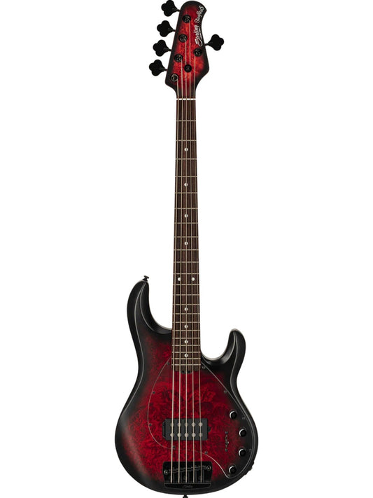 Sterling by Music Man StingRay 35 Poplar Burl, Dark Scarlet Burst Satin