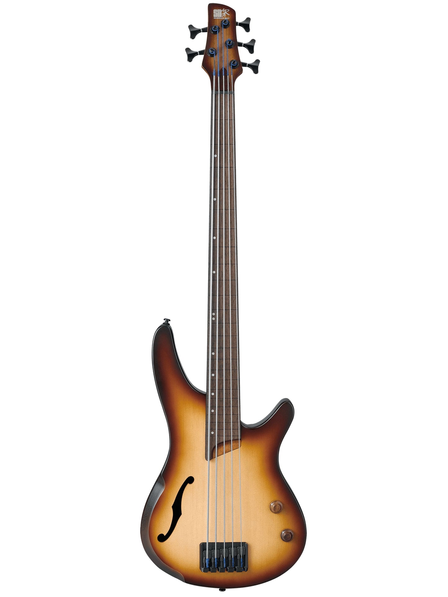 Ibanez SRH505F Fretless 5-String Electric Bass, Natural Browned Burst Flat
